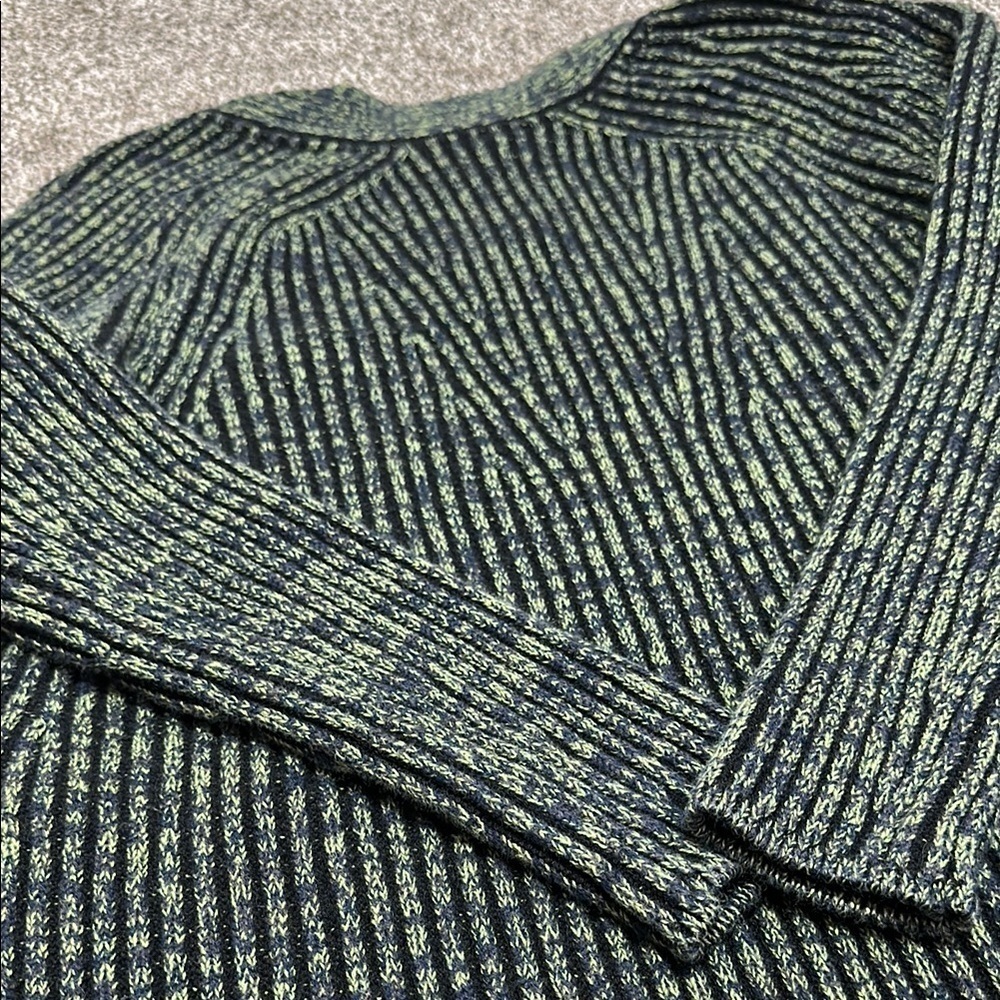 Lululemon Cotton-Cashmere Blend Sweater Cardigan Wrap Green Black Size 2 - Picture 12 of 12